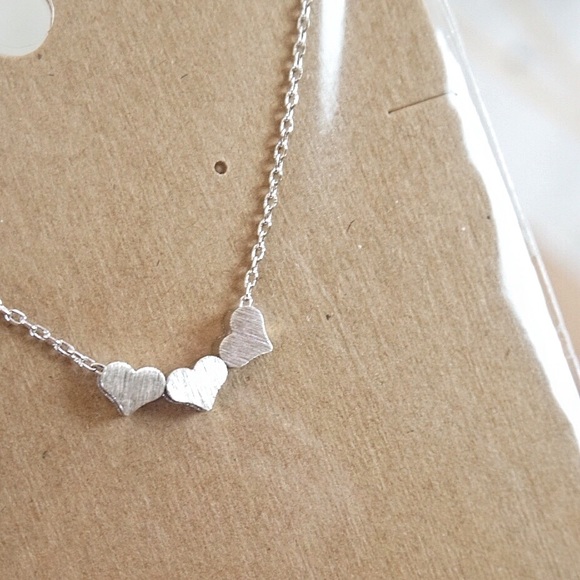 Silver | Three Heart Necklace, Silver Chain - Picture 3 of 4